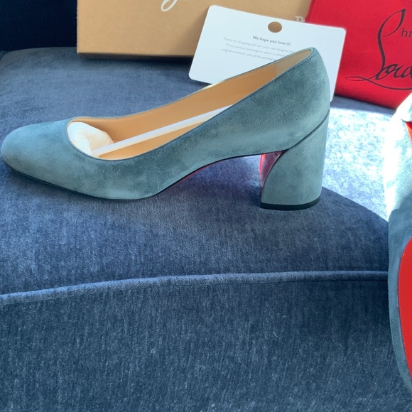 Christian Louboutin Teal Suede Heels - Picture 3 of 4
